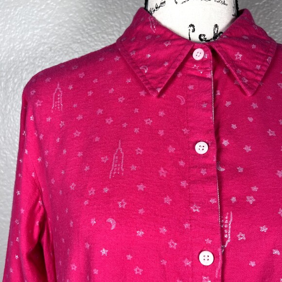 DKNY Sz M Long-Sleeve Pink Button-down Shirt with Pockets, Empire State Glitter - Picture 3 of 16